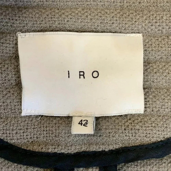 Iro Women's Mullen‎ Combo Rib Knit Leather Sleeve Moto Jacket Size 42/XL - Picture 7 of 13